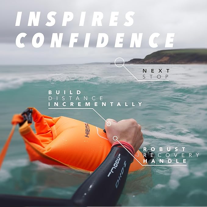 Swim Buoy for Open Water with Dry Bag 15L - Fully Waterproof Swim Bubble - Be Safe with Higher Visibility, Toughened Nylon and Rest Handle Swimming Buoy - Open Water Buoy for All Season Swimmers