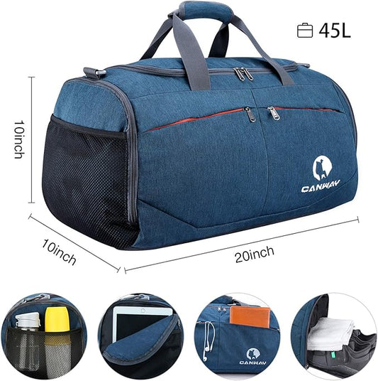 Canway Sports Gym Bag, Travel Duffel bag with Wet Pocket & Shoes Compartment for men women, 45L/40L, Lightweight