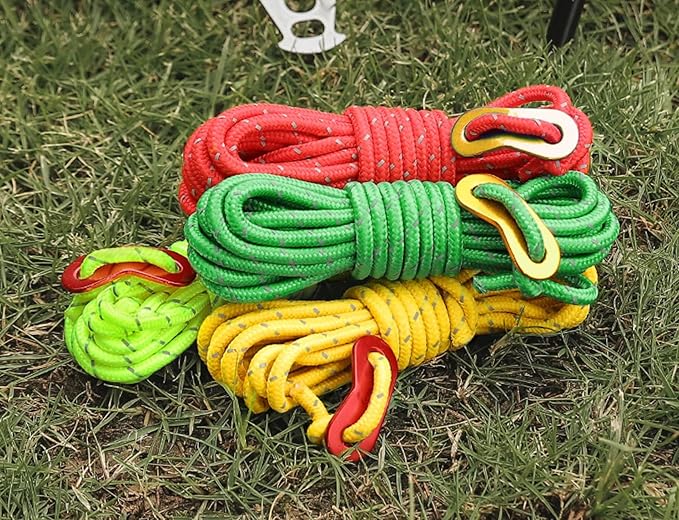 Double Eye Buckle Reflective Umbrella Cord - High Tensile Strength, Portable, and Wear-Resistant (4 Pack)