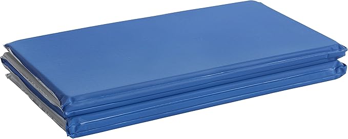 ECR4Kids Everyday Folding Rest Mat, 4-Section, 5/8in, Sleeping Pad, Blue/Grey, 5-Pack