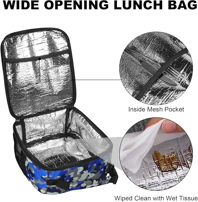 Femuar Lunch Box for Men Women Adults, Small Lunchbox for Work Picnic - Reusable Lunch bag Portable Lunch tote, Camouflage