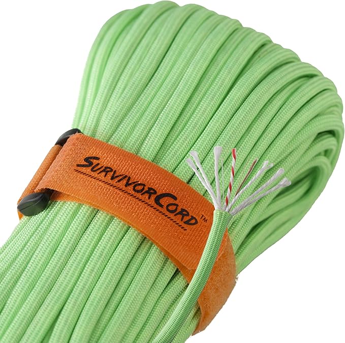 TITAN Survival Patented Paracord 550 - 25ft, 100ft, 500ft & Color Options - 620LB Strength Survival Paracord Military Spec with 3 Strands - Heavy Duty Hank Cord for Camping & Outdoors with Firestarter