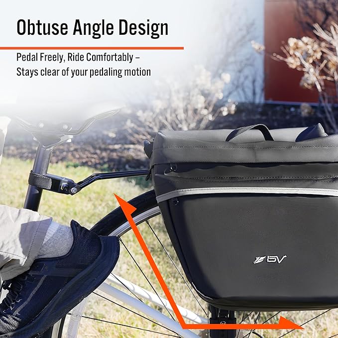 BV Bike Panniers 26L With Adjustable Hooks, Commuter Panniers For Bicycles With Carrying Handle, Bag With 3M Reflective Trim For More Visibility, Fit Most Rack