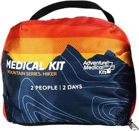 Adventure Medical Kits Mountain Series Medical Kit - Hiker - Emergency Medical First Aid Kit - for 2 People for 2 Days - Comes with a Trauma Pad, Medicine, Guide Book & More - Sunset