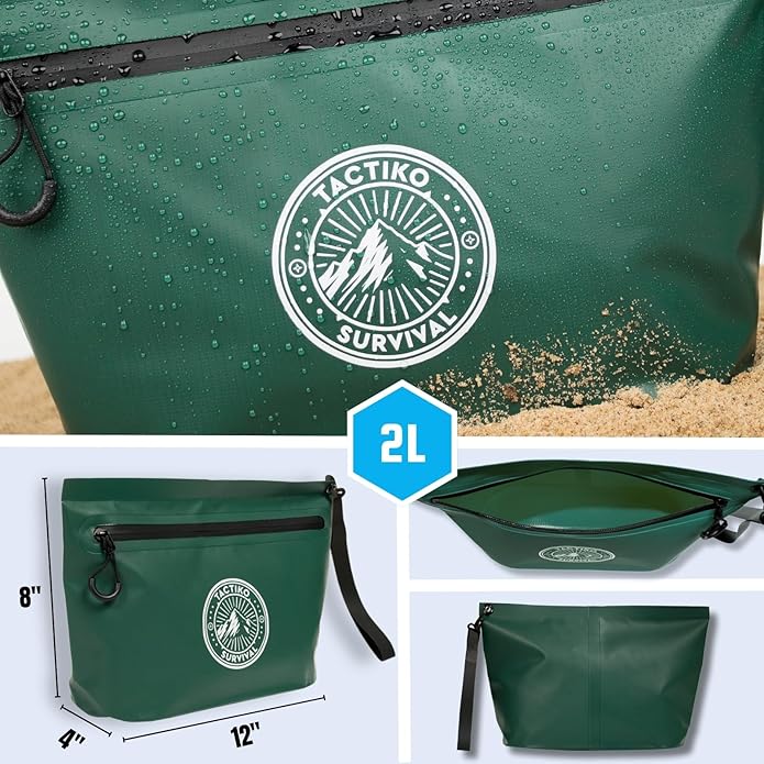 Tactiko Heavy-Duty 2L Splash Water Resistant Zipper Pouch - Hold-All Organizer for Dry Bags, Travel Bags