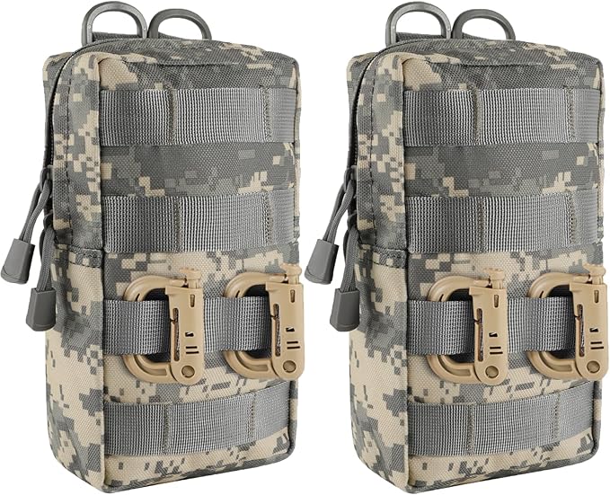 2 Pack Molle Pouches - Tactical Compact Water-Resistant EDC Pouch Bag Small Utility Pouch