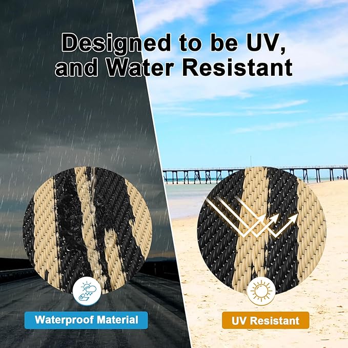 HEBE Outdoor Rug 6' x 9' Waterproof for Patios Clearance, Reversible Plastic Straw Rug Camping Carpet, Indoor Outdoor Area Rugs Patio Mats for RV,Picnic,Backyard,Deck,Balcony,Porch