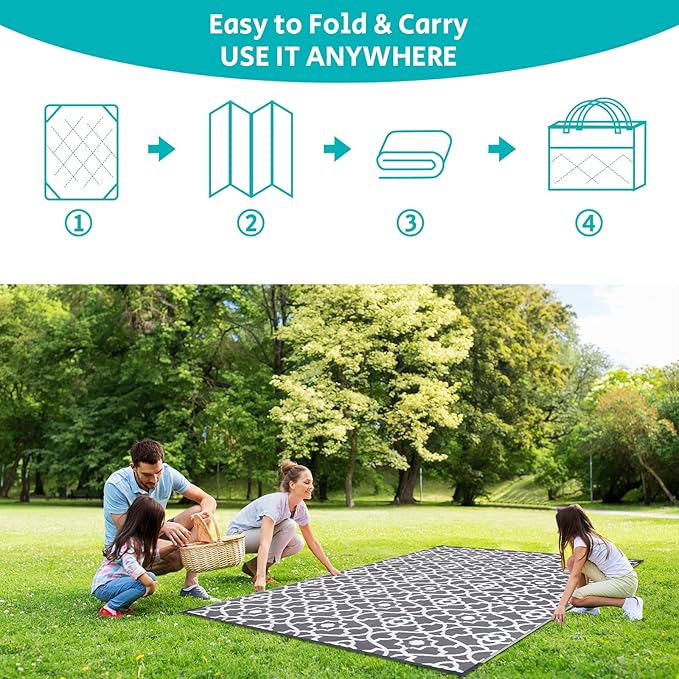 HEBE Outdoor Rug 6'x9' for Patios Waterproof Clearance Reversible Patio Mat Plastic Straw Rug RV Camping Mat Outside Area Rug Carpet for Camping RV,Porch,Deck,Balcony,Camper,Backyard