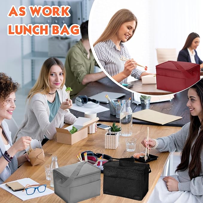 Amyhill 40 Pcs Insulated Lunch Bags Bulk Reusable Cooler Tote Bags Leakproof Thermal Lunch Box Waterproof Freezable Lunch Bag Beverage Bag with Strap for Men Women Office Work Picnic Beach (Colorful)