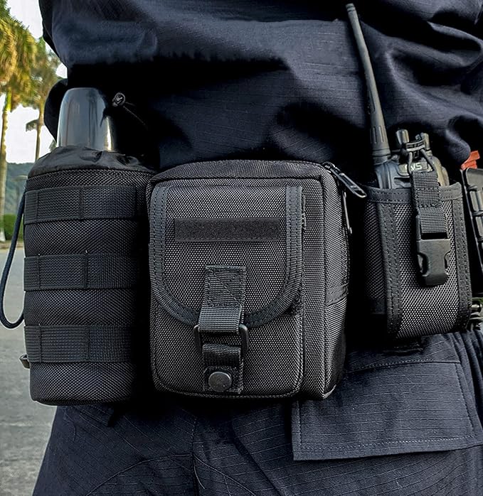 Compact Utility Gadget Pouch Tactical MOLLE Nylon Duty Belt Pouches for Police Law Enforcement Work EDC Small Tool Waist Bag for 6.1" Cellphone Outdoor Camping Hiking Organizer