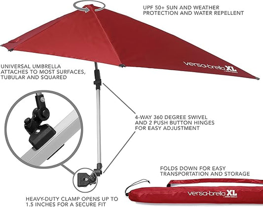 Sport-Brella Versa-Brella SPF 50+ Adjustable Umbrella with Universal Clamp