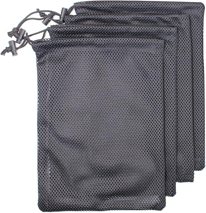 4 PCS Multi Purpose Nylon Mesh Drawstring Storage Ditty Bags for Travel & Outdoor Activity