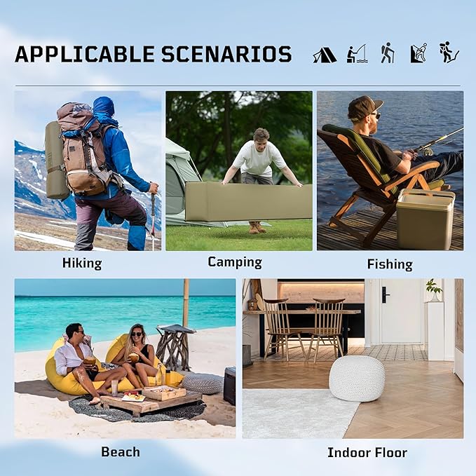 Self Inflating Sleeping Pad for Camping, Insulated Inflatable Camping Mattress for Winter, with Pillow, Dual Valves, Memory Foam, Sleeping Mat for Backpacking, Hammock, Tents, Floor