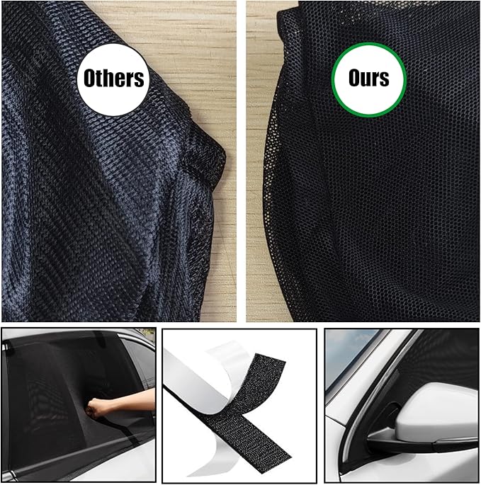 [2025] Car Window Screens for Ford F 150 250 350 2015-2025 Truck Shades 4 Pcs Pickup SUV Car Bug Mosquito Net Camping Protector Adjustable Elastic Mesh Netting for Front Rear Side Window Kids Babies