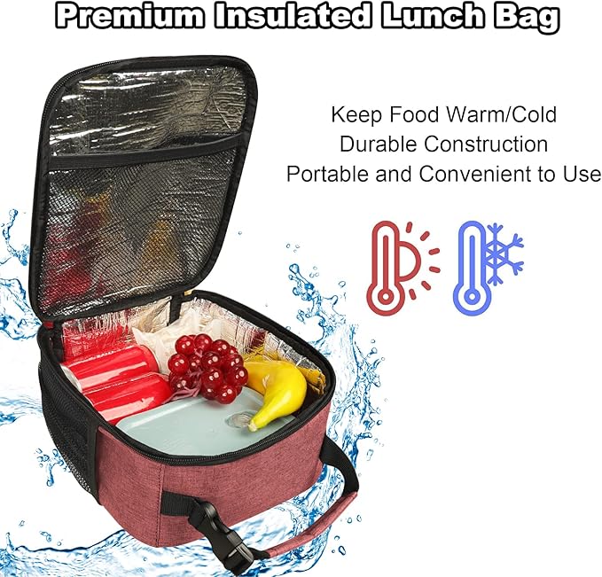 Femuar Lunch Box for Men Women Adults, Small Lunchbox for Work Picnic - Reusable Lunch bag Portable Lunch tote, Pink