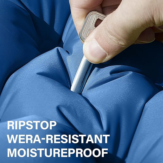 Double Sleeping Pad for Camping- Self Inflating 4" Extra-Thick with Pillow Built-in Foot Pump Inflatable Sleeping Mat for Backpacking, Hiking, Traveling, Tent, Portable Camping Mat