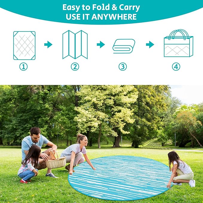 HEBE Outdoor Rug 8ft for Patios Clearance Waterproof Patio Mat Plastic Straw Rug Reversible RV Camping Tent Rug Outside Indoor Outdoor Area Rugs for RV,Deck,Beach,Balcony,Camper