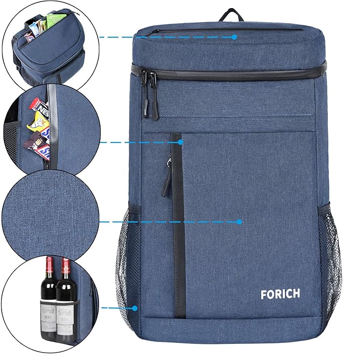 FORICH Soft Cooler Backpack Insulated Waterproof Backpack Cooler Bag Leak Proof Portable Small Cooler Backpacks to Work Lunch Travel Beach Camping Hiking Picnic Fishing Beer for Men Women