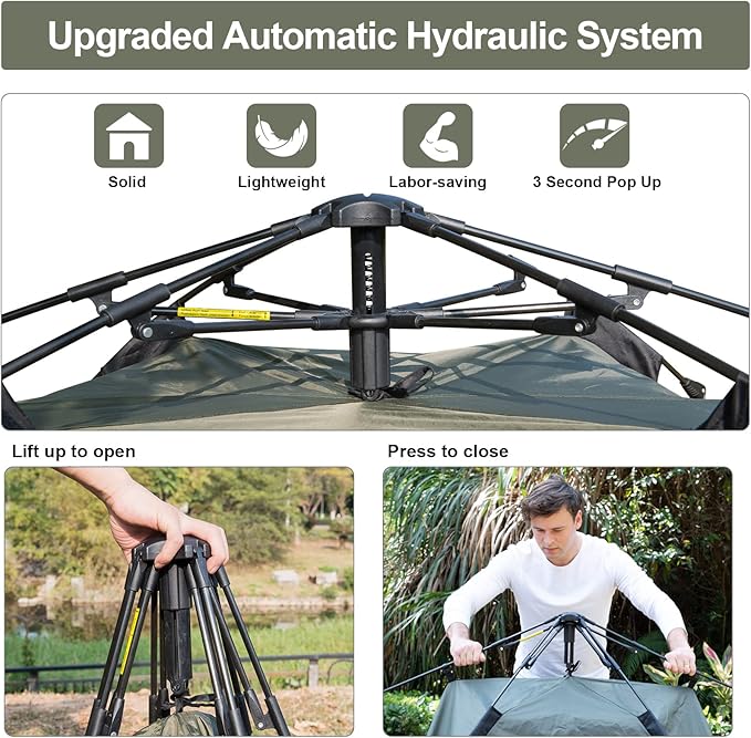 Instant Pop Up Tents for Camping, 2-3 Person Camping Tent 60s Automatic Easy Setup Tent, Double-Thick Waterproof Instant Tents for Hiking Backpacking