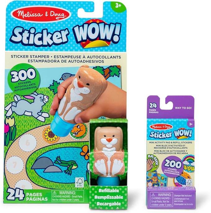 Melissa & Doug Sticker Wow! Bunny Bundle (Stamper w Book + Affirmations Refill Pack)