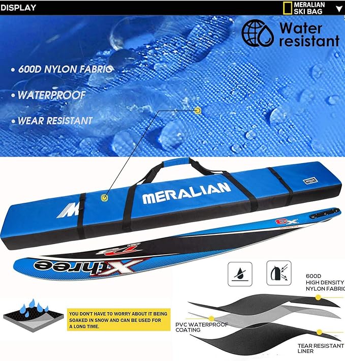 Padded Ski Bag,Waterproof Full Padded Single Ski Travel Bag with Adjustable Shoulder Strap.