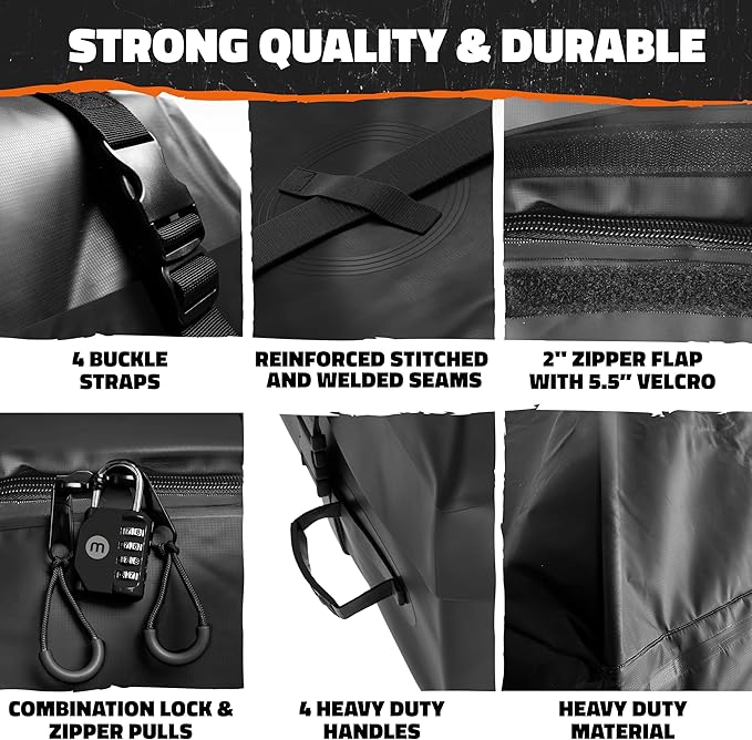 Mockins 16 Cu.Ft. Heavy Duty Car Roof Bag 45"x34"x18" | Works with or Without Roof Rack | Great for Road Trip Vacations, Camping Adventures & More | Set Includes Roof Mat, Lock, Hooks & Straps
