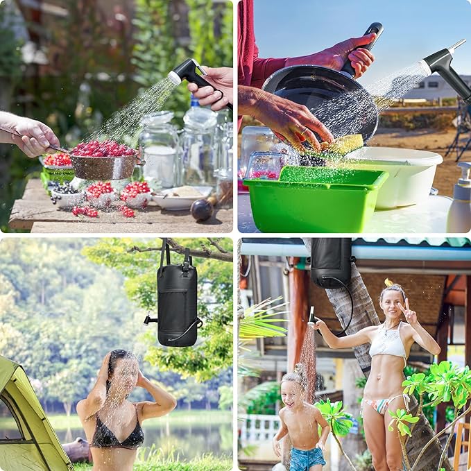 Solar Shower Bag, 5 Gal/3 Gal Portable Shower Bag for Camping, Solar Heating Outdoor Shower Bag, Upgraded Thickened Material Tear & Leak Proof, Camping Shower Bag for Traveling, Surfing