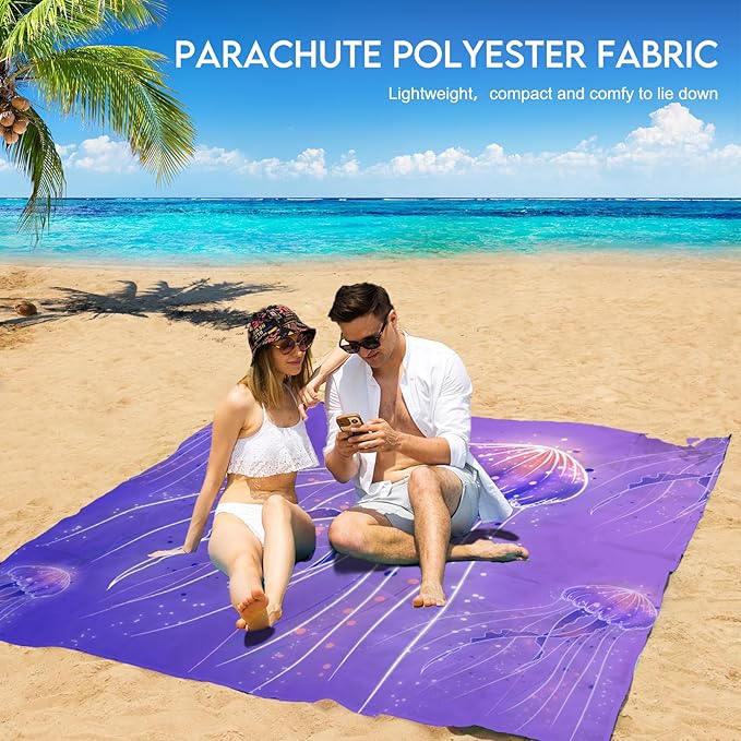 BYDOLL Beach Blanket 78''X81'' 4-7 Adults Oversized Lightweight Waterproof Sandproof Blanket for Beach Large Picnic Mat Travel Camping