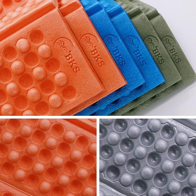 BKS 2PCS Camping Portable Foam Seat Pad, Foldable Z Waterproof Sitting Mat for Outdoor，Green/Blue/Orange……