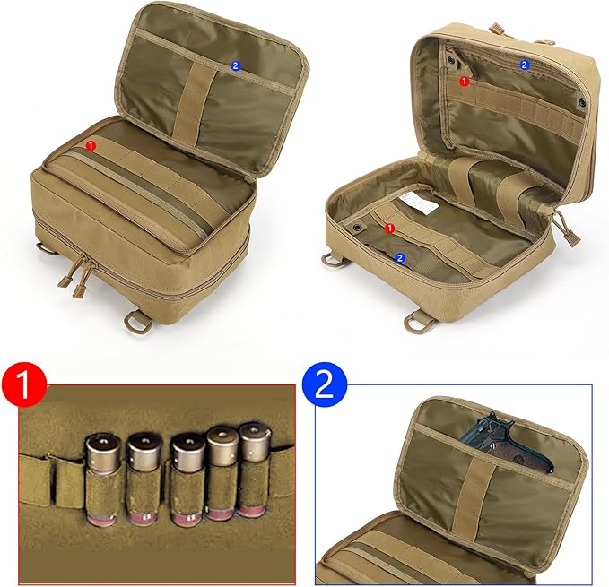 Tactical Pouch Large: EDC Gear Accessories Organizer With MOLLE System, Expandable Medical Pocket and U.S.A Patch