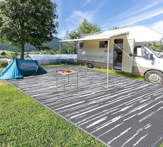 HEBE Outdoor Rug 9'x18' for Patios Clearance Waterproof Patio Mat Plastic Straw Rug Reversible RV Camping Tent Rug Outside Indoor Outdoor Area Rugs for RV,Deck,Beach,Balcony,Camper