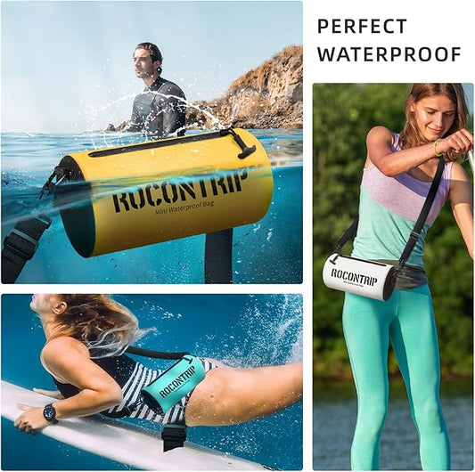ROCONTRIP Crossbody Waterproof Bag IPX8 Dry Bag With Airtight Zipper Dry Sacks lightweight Portable Swimming Bag For Swimming Kayaking Camping Boating Rafting Fishing Travelling Snorkeling