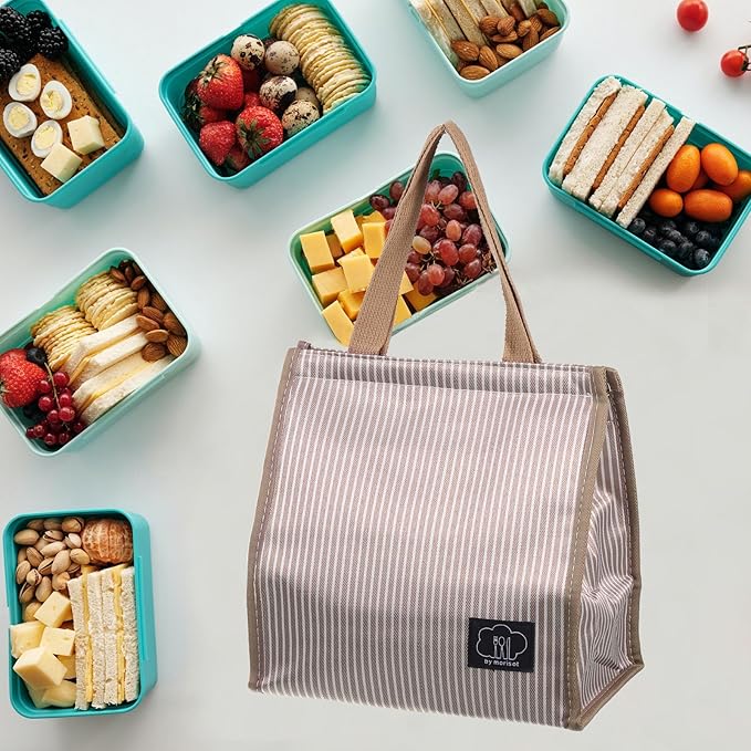 PATIKIL Insulated Lunch Bag, Oxford Cloth Waterproof Lunch Tote Bag Thermal Portable Lunch Box Food Container for Work Office Picnic Outdoor, 10.24"x6.69"x10.24", Brown