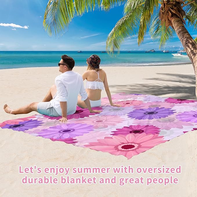 BYDOLL Beach Blanket Waterproof Sandproof 78''×81'' Suits1-4 Adults Compact Lightweight Oversized Sand-Free Blanket Large Picnic Mat for Beach Travel Camping Hiking