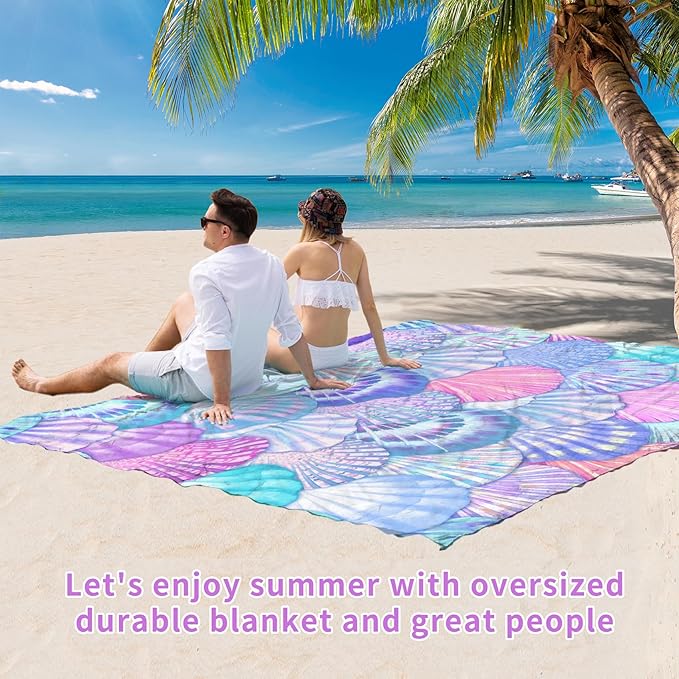 BYDOLL Beach Blanket Waterproof Sandproof 78''×81'' Suits1-4 Adults Compact Lightweight Oversized Sand-Free Blanket Large Picnic Mat for Beach Travel Camping Hiking