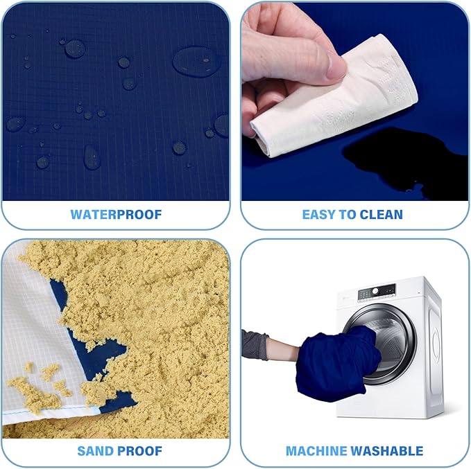 BYDOLL Beach Blanket 78''X81'' 4-7 Adults Oversized Lightweight Waterproof Sandproof Blanket for Beach Large Picnic Mat Travel Camping