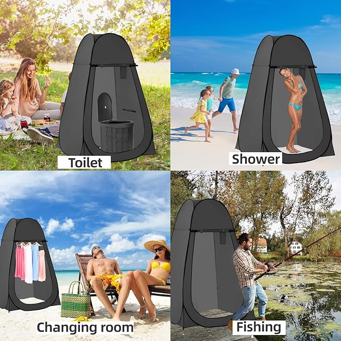 Portable Toilet and Privacy Tent for Adults, Pop Up Potty Tents Outdoor Portable Toilet for Camping with 12 Toilet Bags, Pop-up Tent for Toilet, Travel, Changing