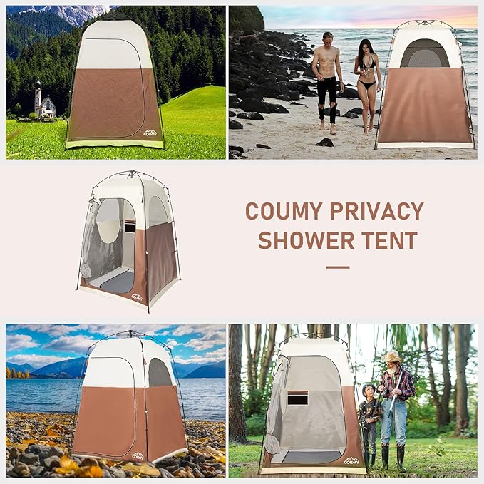 Instant Pop-up Camping Shower Tent Privacy Shelter with 1 Room/2 Rooms, Portable Outdoor Shower, Changing Room, Sun Shelter for Camping, Beach Hiking, and Fishing
