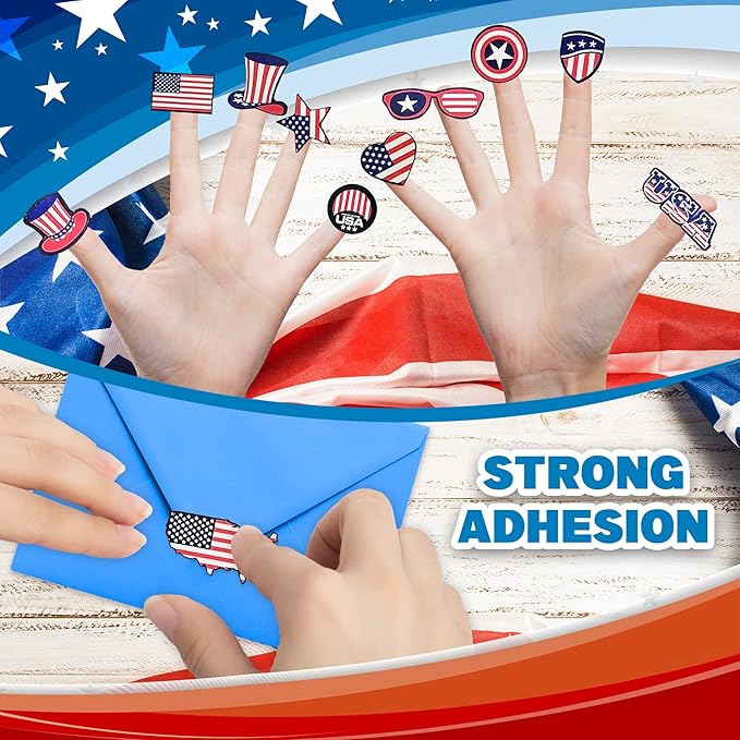 Artcreativity Assorted USA Stickers, Patriotic Stickers for Kids, 100 Sheets with Over 1,000 American Flag Stickers, Memorial Day Crafts for Kids, Memorial Day Stickers Decorations