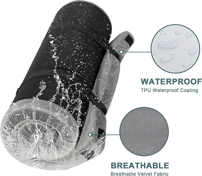 Memory Foam Camping Mattress Pad, CertiPUR-US Waterproof Portable Roll Up Mattress for Adults, Thick Floor Sleeping Mat Pad for Car Truck Tent with Travel Bag