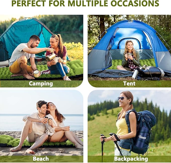 Sleeping Pad for Camping, Ultralight Inflatable Camping Mat with Pillow Built-in Foot Pump Sleeping Pads, Compact & Lightweight Camp Air Mattress for Backpacking, Hiking