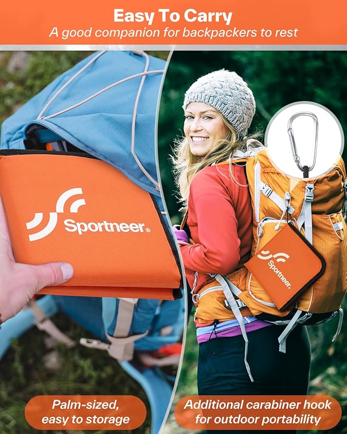 Sportneer Sitting Pad, Sit Pads for Backpacking Portable Camping Sit Pad Waterproof Folding Pad Stadium Seat Pad for for Camping Picnics Hiking