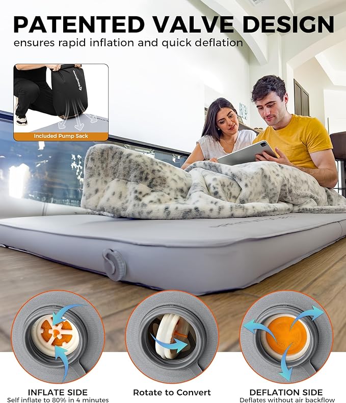 KingCamp Self Inflating Sleeping Pad for Camping Ultra Thick Double Single Foam Mattress High R Value Camping Air Pad Mat, Multi Colors & Sizes