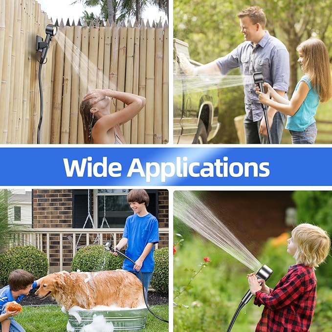 Portable Camping Shower, Upgraded Outdoor Shower with 10 Gear Switching, Fahrenheit Display & 8000mAh Rechargeable Battery Pump IPX8 Waterproof for Camp, Hiking, Car Washing