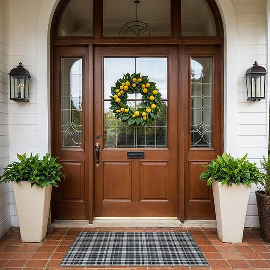 GENIMO Indoor Outdoor Area Rug 2.3'x3.6', Waterproof Non Shedding Front Door Mat, Easy Cleaning, Geometric Carpet for Patio, Porch, Entryway, Living Room, Balcony, Entrance, Bedroom, Black