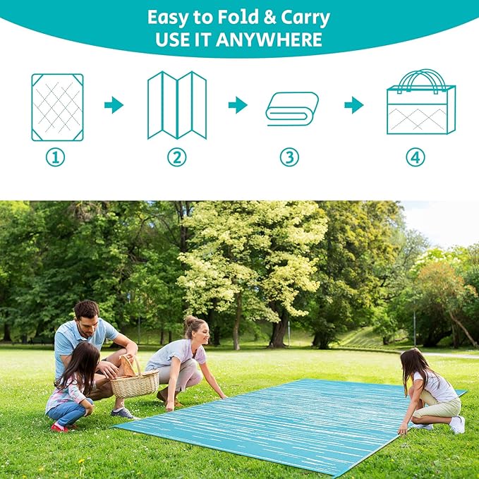 HEBE Outdoor Rug 9'x12' for Patios Clearance Waterproof Patio Mat Plastic Straw Rug Reversible RV Camping Tent Rug Outside Indoor Outdoor Area Rugs for RV,Deck,Beach,Balcony,Camper