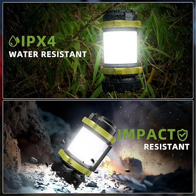 Camping Lantern Rechargeable, Alpswolf Led Lantern Camping Flashlight with 4000 Capacity Power Bank, 6 Modes, IPX4 Waterproof, Portable Rechargeable Lanterns for Power Outage, Hiking Hurricane Outdoor