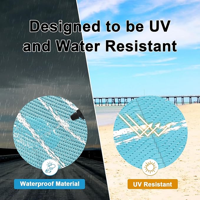 HEBE Outdoor Rug 5'x8' for Patios Clearance Waterproof Patio Mat Plastic Straw Rug Reversible RV Camping Tent Rug Outside Indoor Outdoor Area Rugs for RV,Deck,Beach,Balcony,Camper