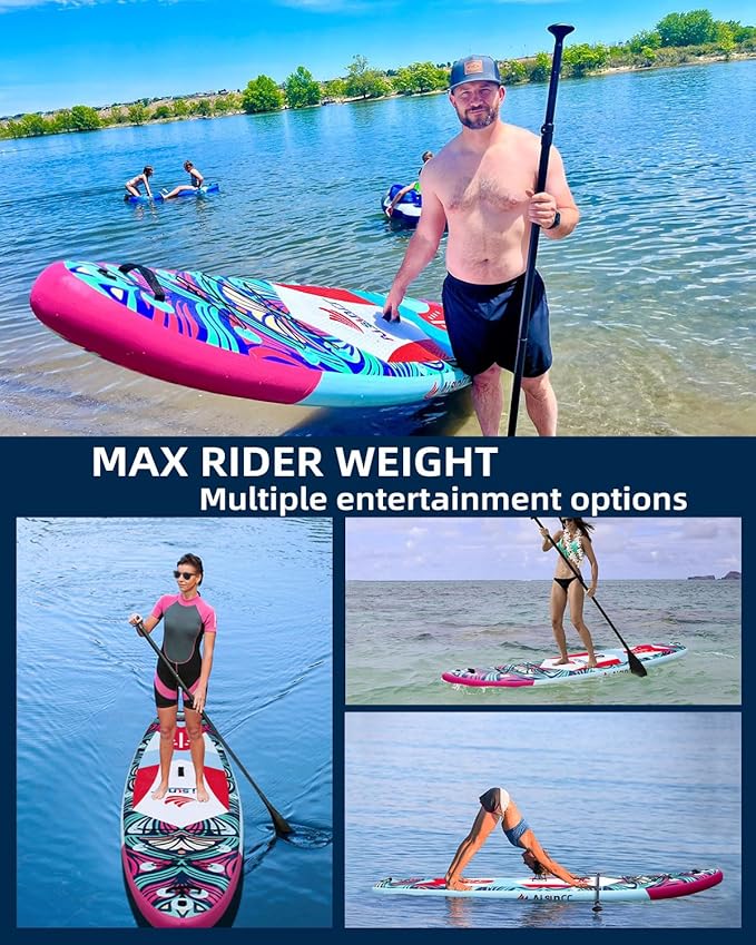 Inflatable Paddle Board for Adult, Paddle Board for All Skill Levels, Wide SUP Board with Primium Accessories Include SUP Carry Bag, Hand Pump, 10L Waterproof Bag and Adj Paddle