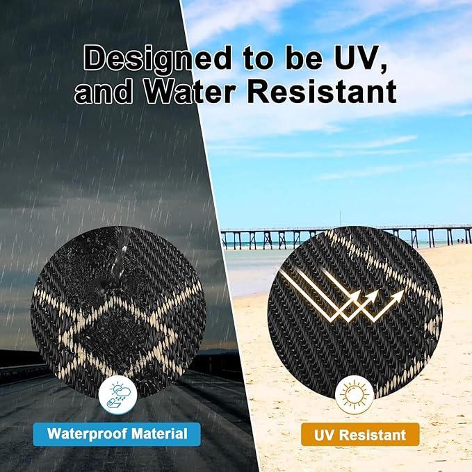 HEBE Outdoor Rug 8'x10' for Patios Waterproof Clearance Reversible Patio Mat Plastic Straw Rug RV Camping Mat Outside Area Rug Carpet for Camping RV,Porch,Deck,Balcony,Camper,Backyard